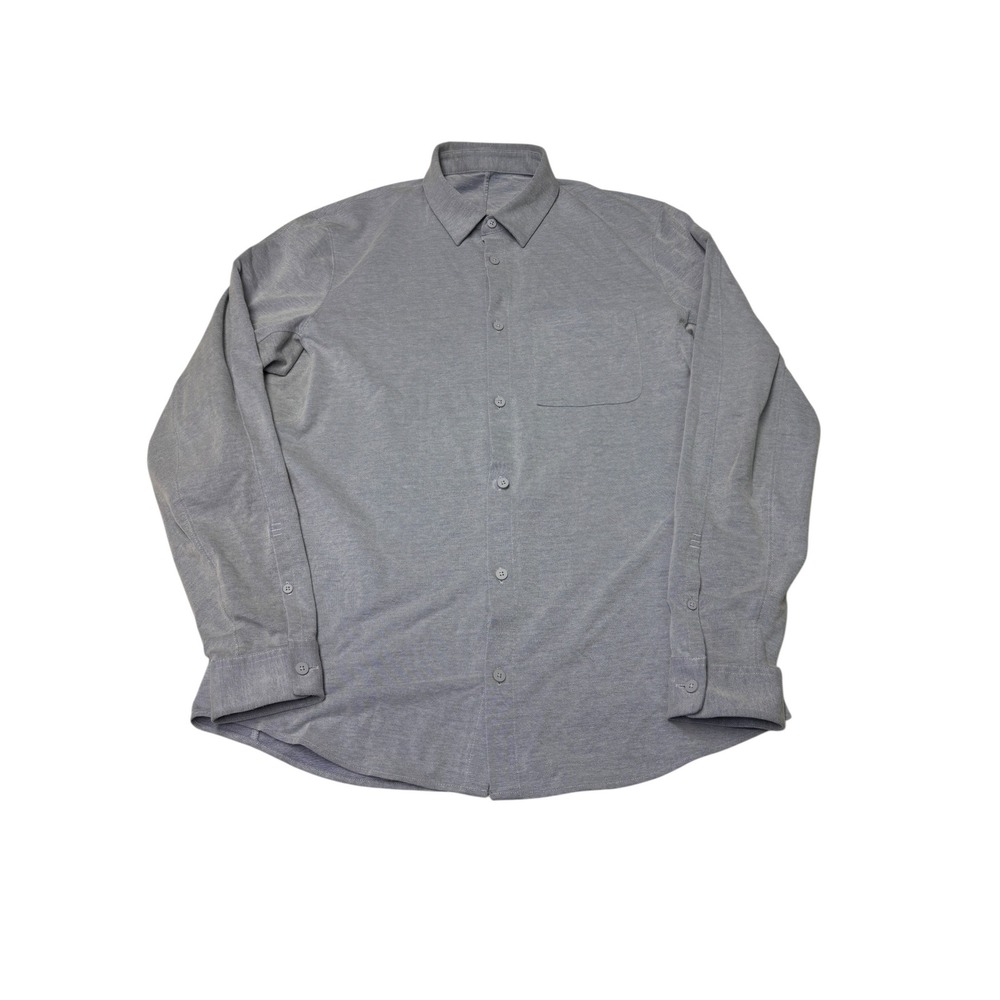 Lululemon Commission Long Sleeve Shirt‎ Grey Textured Button Down Mens L